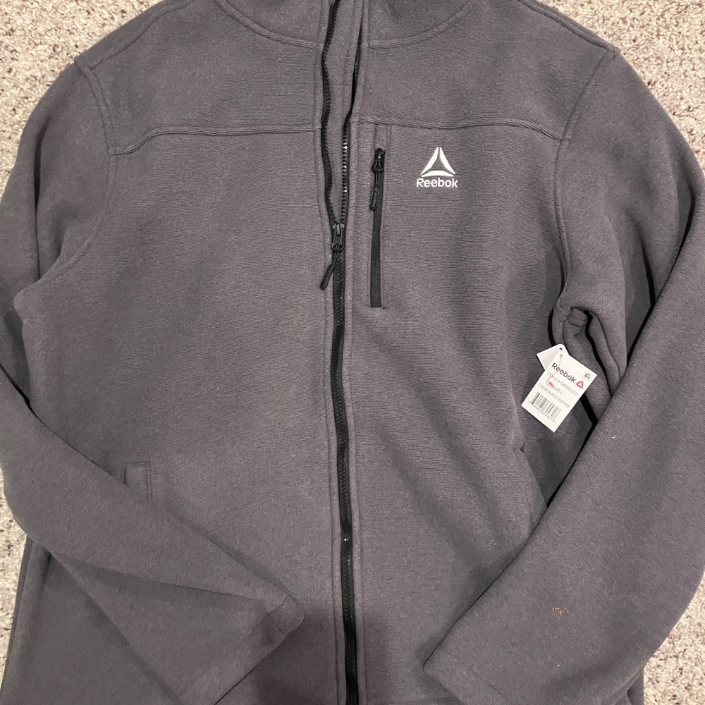 Reebok Men’s Full-Zip Jacket – Size Large – Black Heather
